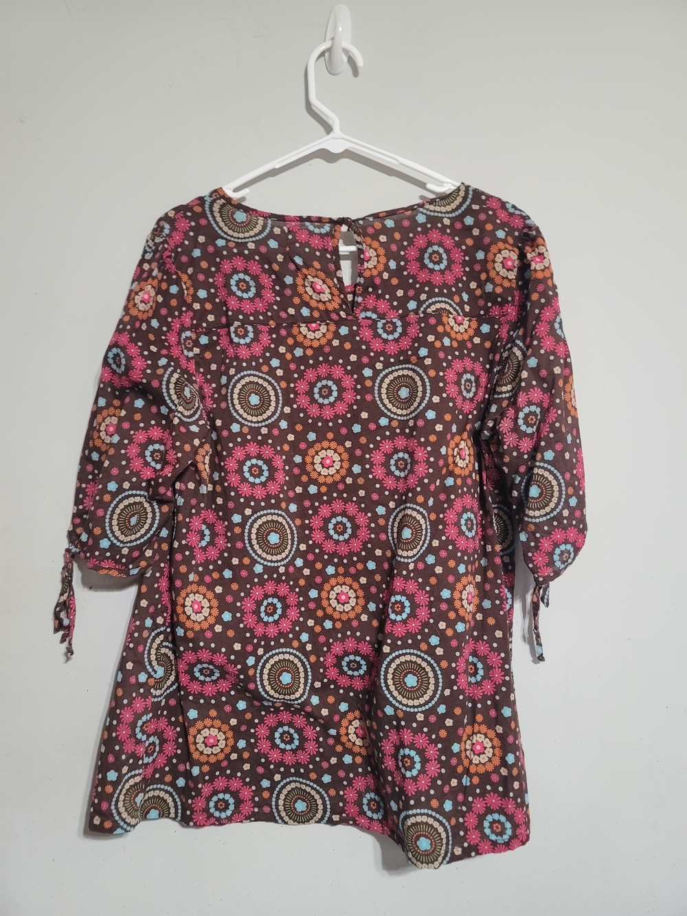 Maurices Women's Top Shirt Blouse Sz 16 XL Brown Pink Boho Floral Cotton - Picture 3 of 3